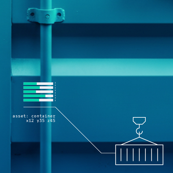 Containers and equipment tracked on a live asset map